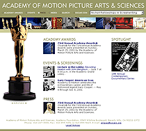 Thumbnail of Academy of Motion Picture Arts and Sciences website.