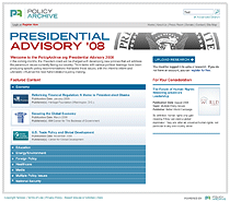Thumbnail of Presidential Advisory '08 website.